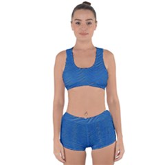 Blue Wave Abstract Texture Seamless Racerback Boyleg Bikini Set by Loisa77