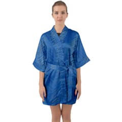 Blue Wave Abstract Texture Seamless Half Sleeve Satin Kimono  by Loisa77