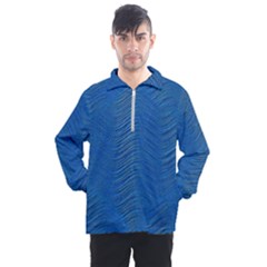 Blue Wave Abstract Texture Seamless Men s Half Zip Pullover