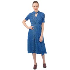 Blue Wave Abstract Texture Seamless Keyhole Neckline Chiffon Dress by Loisa77