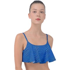 Blue Wave Abstract Texture Seamless Frill Bikini Top