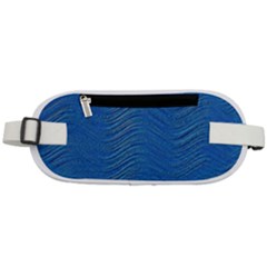 Blue Wave Abstract Texture Seamless Rounded Waist Pouch by Loisa77