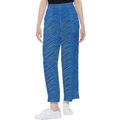 Blue Wave Abstract Texture Seamless Women s Pants  by Loisa77