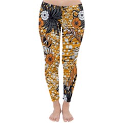 Leaf Yellow Point Flower White Classic Winter Leggings