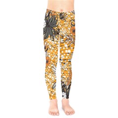 Leaf Yellow Point Flower White Kids  Leggings by Loisa77