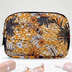 Leaf Yellow Point Flower White Make Up Pouch (small) by Loisa77