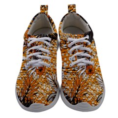 Leaf Yellow Point Flower White Women Athletic Shoes by Loisa77