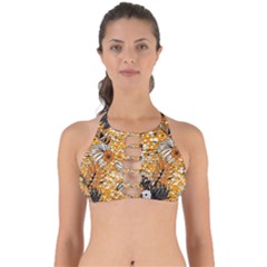 Leaf Yellow Point Flower White Perfectly Cut Out Bikini Top by Loisa77