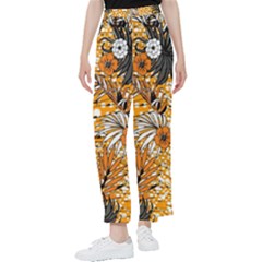 Leaf Yellow Point Flower White Women s Pants  by Loisa77