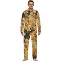 Leaf Yellow Point Flower White Men s Long Sleeve Velvet Pocket Pajamas Set View1