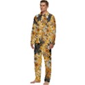 Leaf Yellow Point Flower White Men s Long Sleeve Velvet Pocket Pajamas Set View3