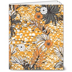 Leaf Yellow Point Flower White 8  X 10  Hardcover Notebook by Loisa77