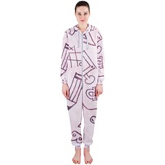 Background Pattern Doodle Wallpaper Hooded Jumpsuit (ladies)