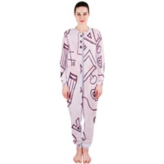 Background Pattern Doodle Wallpaper Onepiece Jumpsuit (ladies)