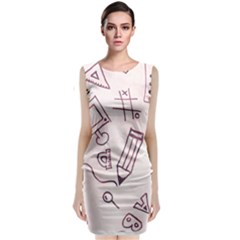 Background Pattern Doodle Wallpaper Sleeveless Velvet Midi Dress