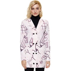 Background Pattern Doodle Wallpaper Button Up Hooded Coat  by Loisa77