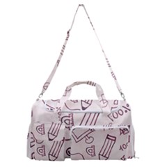 Background Pattern Doodle Wallpaper Sports Gym Duffle Bag With Shoe Compartment by Loisa77