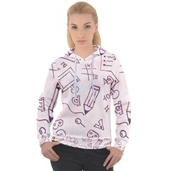 Background Pattern Doodle Wallpaper Women s Overhead Hoodie