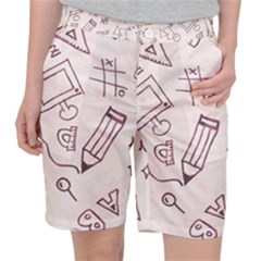 Background Pattern Doodle Wallpaper Women s Pocket Shorts by Loisa77