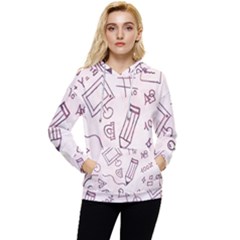 Background Pattern Doodle Wallpaper Women s Lightweight Drawstring Hoodie