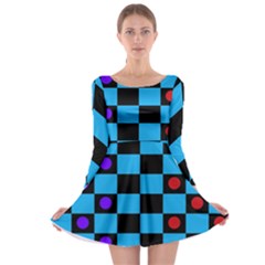 Background Pattern Geometric Game Long Sleeve Skater Dress by Loisa77