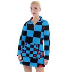 Background Pattern Geometric Game Women s Long Sleeve Casual Dress by Loisa77