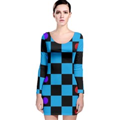 Background Pattern Geometric Game Long Sleeve Velvet Bodycon Dress