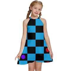 Background Pattern Geometric Game Kids  Halter Collar Waist Tie Chiffon Dress by Loisa77