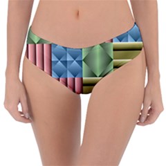 Patchwork Tile Pattern Mosaic Reversible Classic Bikini Bottoms