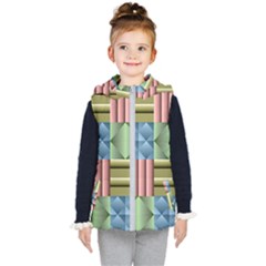 Patchwork Tile Pattern Mosaic Kids  Hooded Puffer Vest