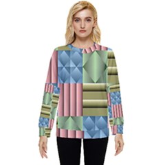 Patchwork Tile Pattern Mosaic Hidden Pocket Sweatshirt