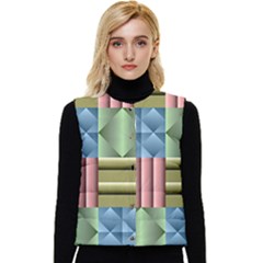 Patchwork Tile Pattern Mosaic Women s Button Up Puffer Vest