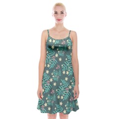 Illustration Pattern Seamless Spaghetti Strap Velvet Dress