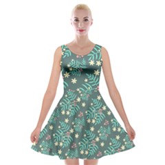 Illustration Pattern Seamless Velvet Skater Dress