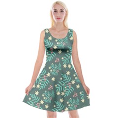 Illustration Pattern Seamless Reversible Velvet Sleeveless Dress