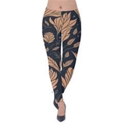 Background Pattern Leaves Texture Velvet Leggings