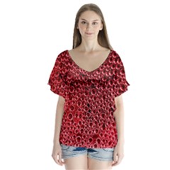 Drops Water Drop Trypophobia V-neck Flutter Sleeve Top by Loisa77