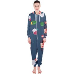 Pattern Seamless Background Texture Hooded Jumpsuit (ladies)