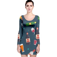 Pattern Seamless Background Texture Long Sleeve Velvet Bodycon Dress