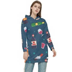 Pattern Seamless Background Texture Women s Long Oversized Pullover Hoodie