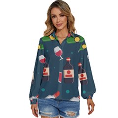 Pattern Seamless Background Texture Women s Long Sleeve Button Up Shirt