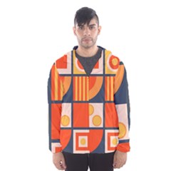 Square Shapes Pattern Design Men s Hooded Windbreaker