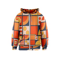 Square Shapes Pattern Design Kids  Zipper Hoodie