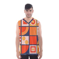 Square Shapes Pattern Design Men s Basketball Tank Top by Loisa77