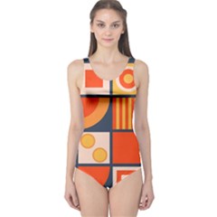 Square Shapes Pattern Design One Piece Swimsuit by Loisa77