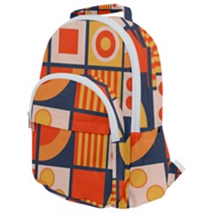 Square Shapes Pattern Design Rounded Multi Pocket Backpack by Loisa77