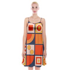 Square Shapes Pattern Design Spaghetti Strap Velvet Dress