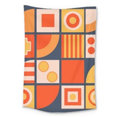 Square Shapes Pattern Design Large Tapestry