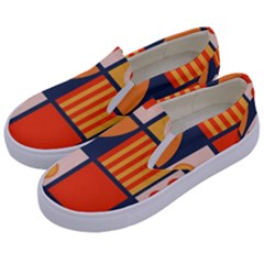 Square Shapes Pattern Design Kids  Canvas Slip Ons by Loisa77