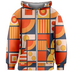 Square Shapes Pattern Design Kids  Zipper Hoodie Without Drawstring